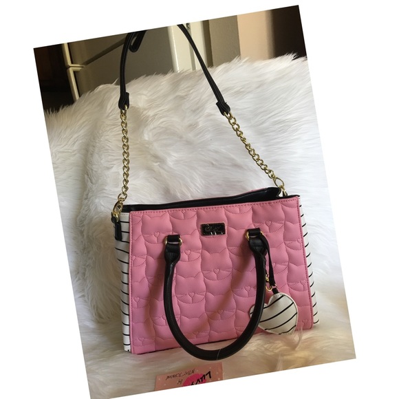 Betsey satchel pink Cat quilted stripe bag tote - Picture 3 of 8